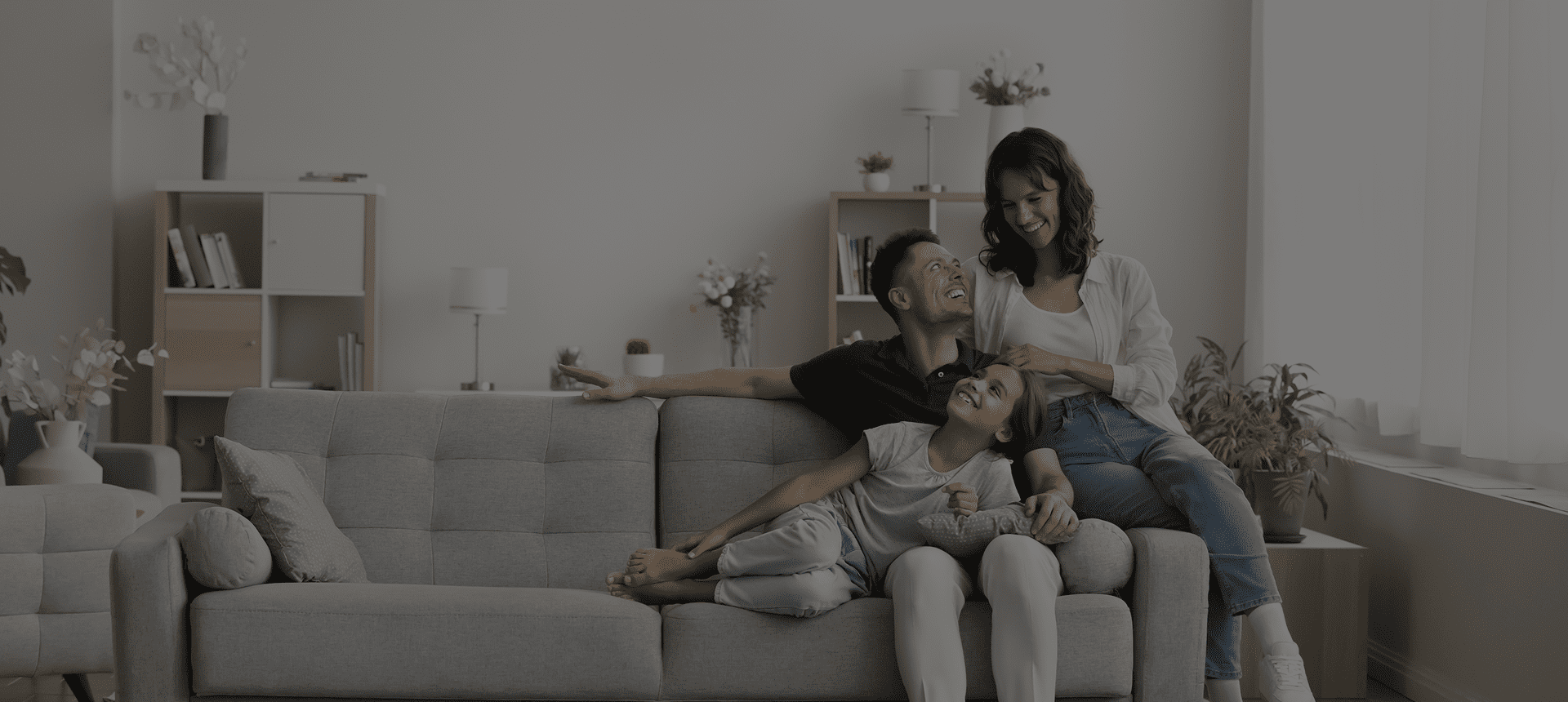 Cozy living room with family together